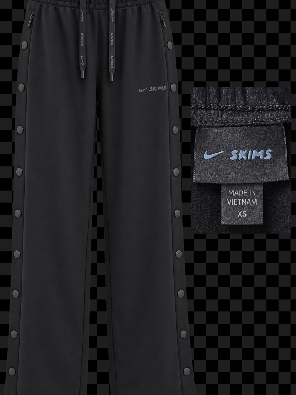 SKIMS Womens Black Snap-Button Track Pants XS